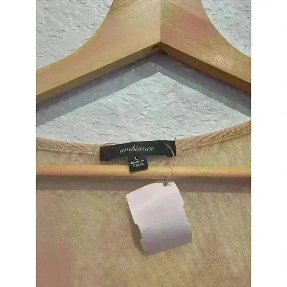 Nwt. Nude Mesh Top with cinched side for crop top look. Long Sleeve. Large size. - Picture 2 of 3